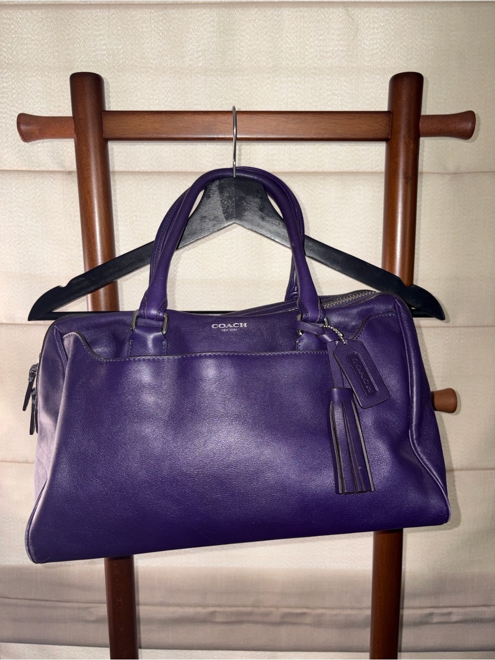 Coach Legacy Purple Leather Satchel Bag